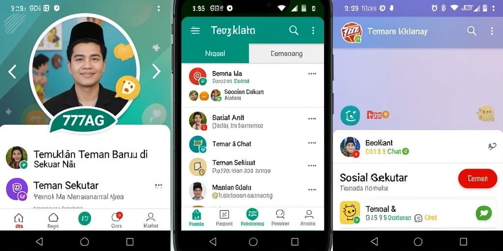 Tampilan antarmuka utama 777AG yang menampilkan fitur pencarian teman.