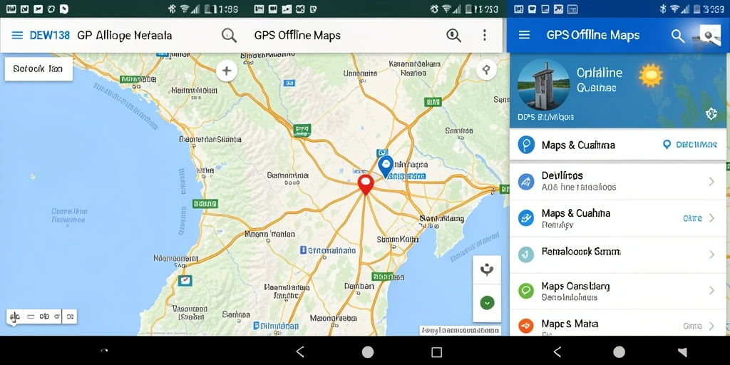 Antarmuka aplikasi DEWI138 untuk GPS Offline Maps dengan peta akurat.