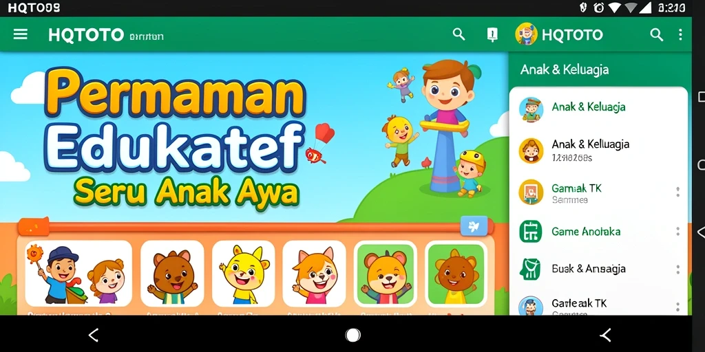 Tampilan antarmuka HQTOTO yang ceria dan edukatif.