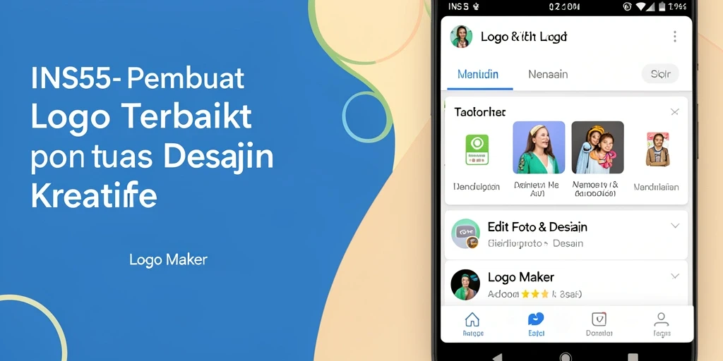 Tampilan antarmuka pengguna aplikasi INS55 untuk Logo Maker.