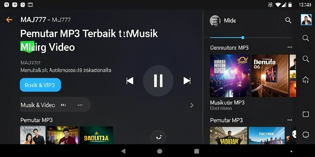 Tampilan antarmuka MAJ777 yang menarik dan fungsional untuk Pemutar MP3.