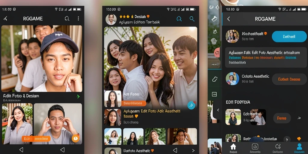 Antarmuka RPGAME menampilkan fitur Edit Foto Aesthetic yang menarik dan mudah digunakan.