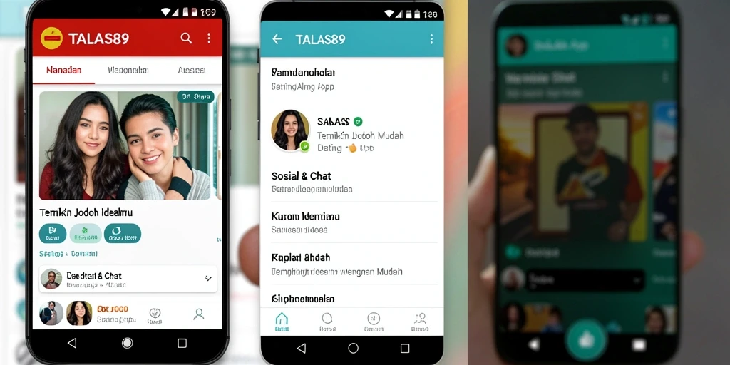 Screenshot antarmuka utama TALAS89, menampilkan fitur kencan yang menarik.