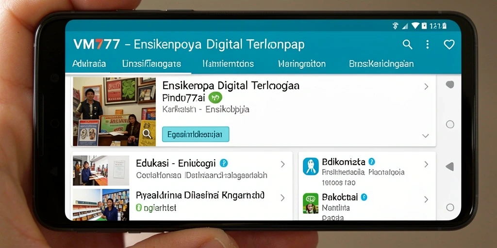 Tampilan antarmuka VM777 dengan berbagai informasi edukatif.