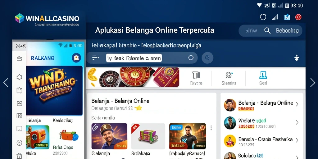 Antarmuka utama WINALLCASINO dengan berbagai pilihan produk.